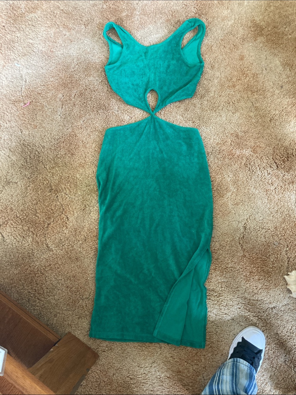 Emerald Green Cutout Midi Dress - Sleek Women's Evening Dress